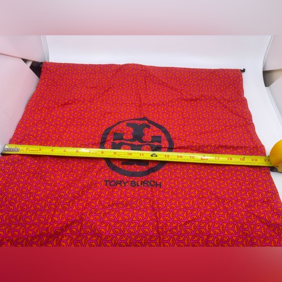 Large Pink Orange Tory Burch Drawstring Dust Bag - Picture 6 of 6